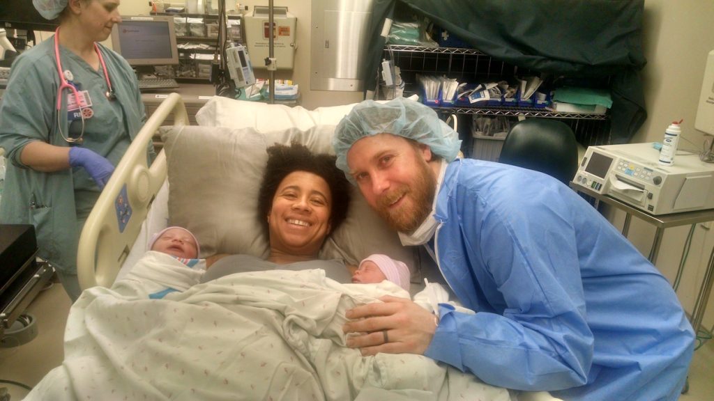 twin unmedicated hospital birth