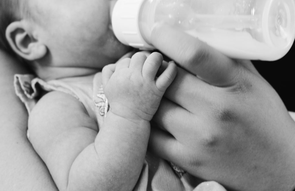 paced bottle feeding baby