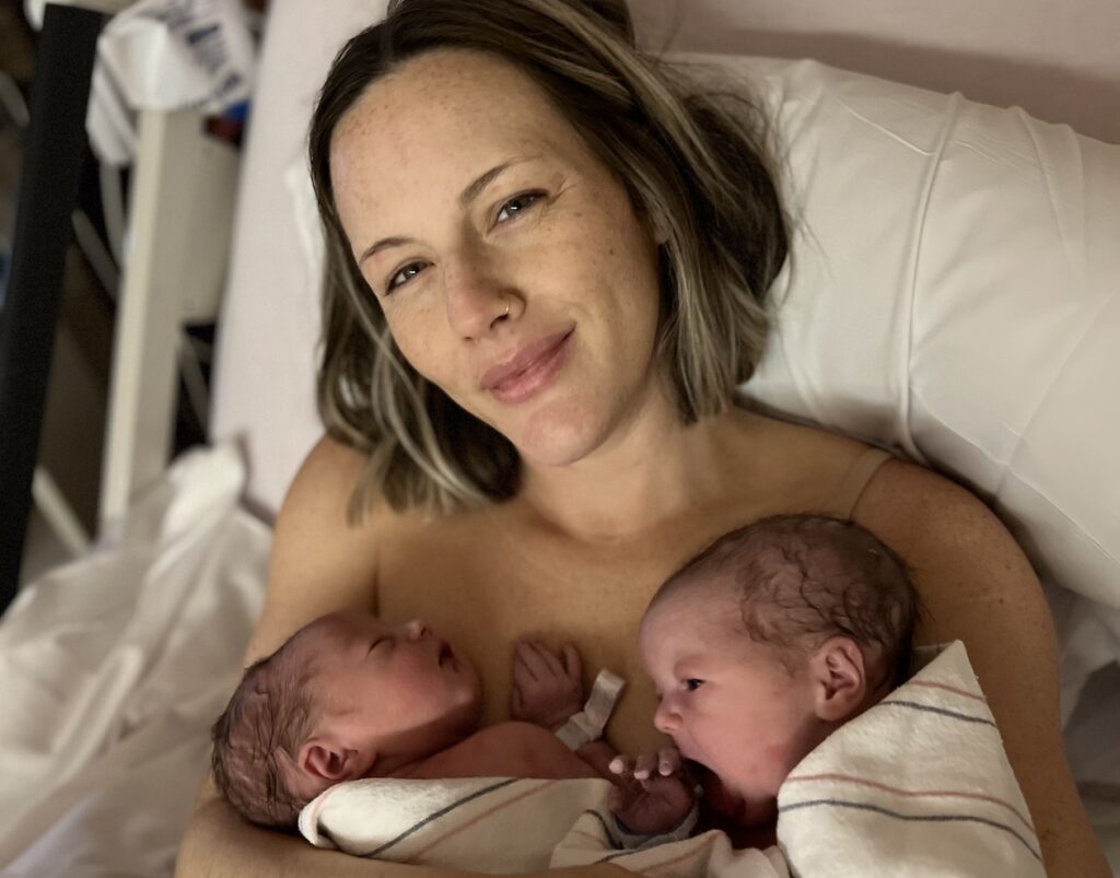 unmedicated twin hospital birth