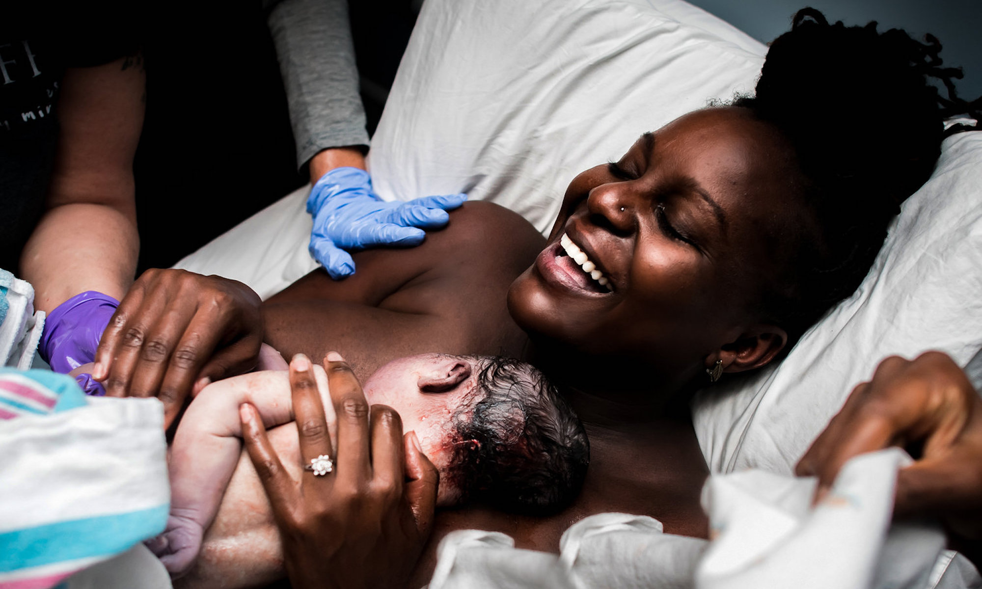 Happy woman who has just given birth